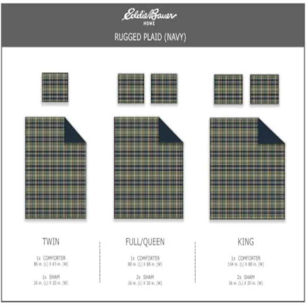 imageEddie Bauer Home Comforters Reversible Alt Down Bedding with Matching Sham Home Decor for Colder Months Twin Rugged NavyGreenRugged NavyGreen Twin