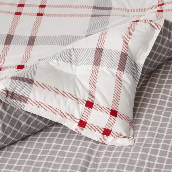 imageEddie Bauer Home Portage Bay Collection 100 Cotton Soft  Cozy Premium Quality Plaid Comforter with Matching Shams FullQueen GreyQueen