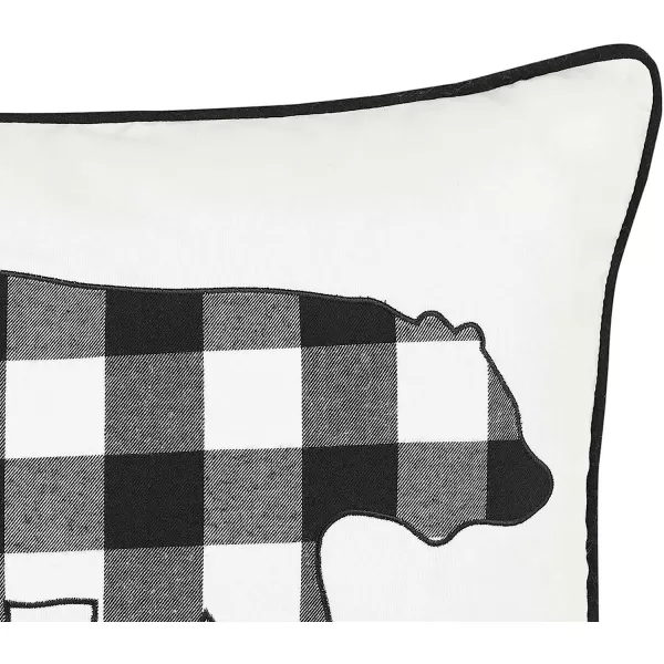 imageEddie Bauer Home Throw Pillow with Zipper Closure Perfect Home Decor for Bed or Sofa 16 x 20 Bear Twill Black1 Count Pack of 1 Cabin Plaid Bear BlackWhite