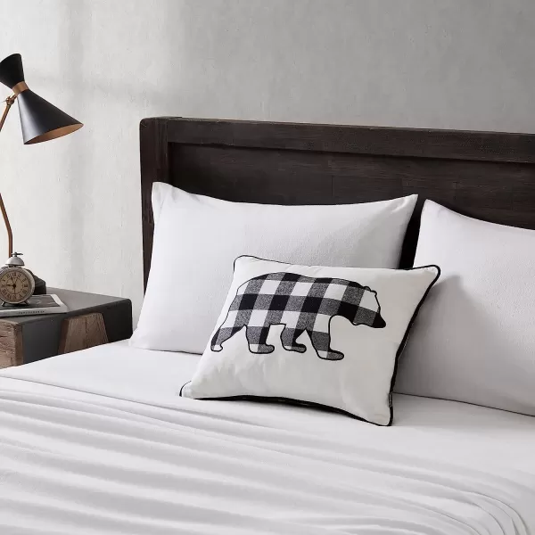 imageEddie Bauer Home Throw Pillow with Zipper Closure Perfect Home Decor for Bed or Sofa 16 x 20 Bear Twill Black1 Count Pack of 1 Cabin Plaid Bear BlackWhite