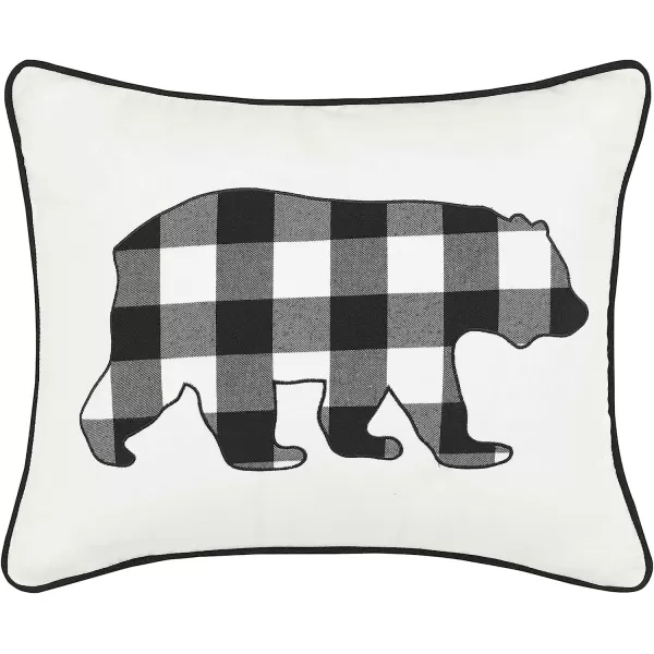 imageEddie Bauer Home Throw Pillow with Zipper Closure Perfect Home Decor for Bed or Sofa 16 x 20 Bear Twill Black1 Count Pack of 1 Cabin Plaid Bear BlackWhite