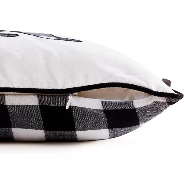imageEddie Bauer Home Throw Pillow with Zipper Closure Perfect Home Decor for Bed or Sofa 16 x 20 Bear Twill Black1 Count Pack of 1 Cabin Plaid Bear BlackWhite