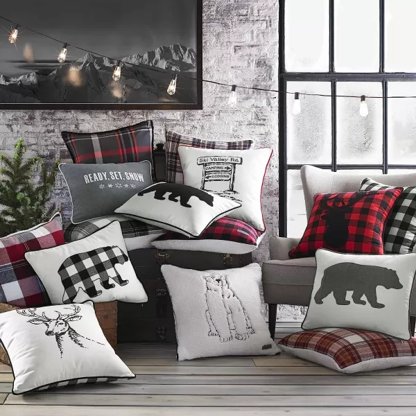 imageEddie Bauer Home Throw Pillow with Zipper Closure Perfect Home Decor for Bed or Sofa 20 x 20 Cabin Plaid Black20 inchx20 inch Cabin Plaid Red