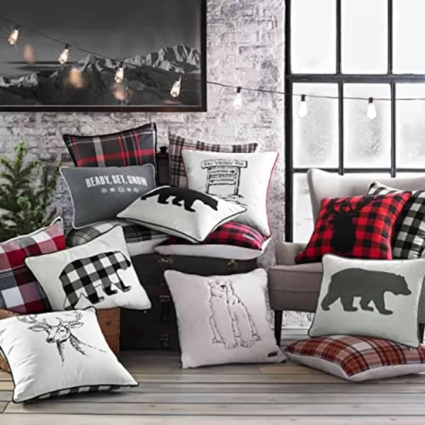 imageEddie Bauer Home Throw Pillow with Zipper Closure Perfect Home Decor for Bed or Sofa 20 x 20 Cabin Plaid Black20 inchx20 inch Lodge Plaid GreyWhite