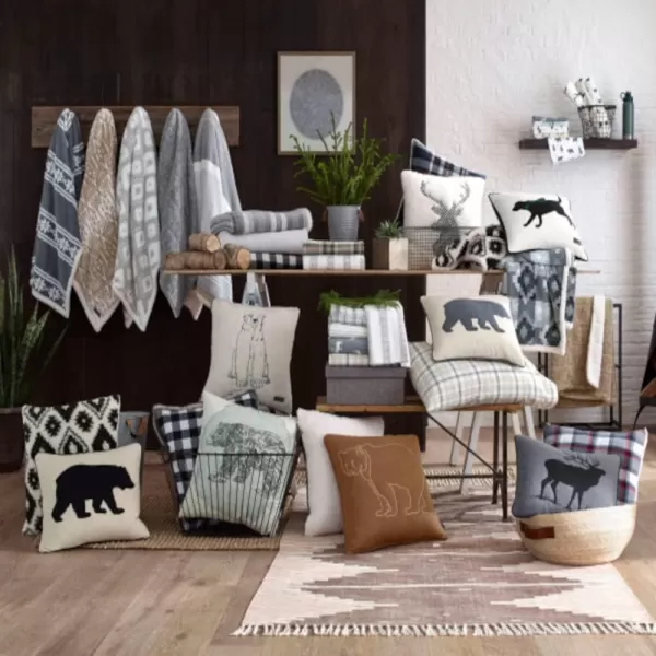 imageEddie Bauer Home Throw Pillow with Zipper Closure Perfect Home Decor for Bed or Sofa 20 x 20 Cabin Plaid Black20 inchx20 inch Polar Bear GreyWhite