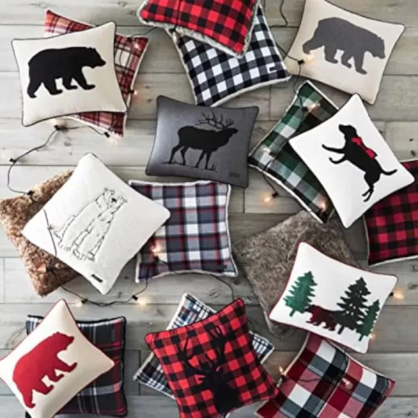 imageEddie Bauer Home Throw Pillow with Zipper Closure Perfect Home Decor for Bed or Sofa 20 x 20 Cabin Plaid Black20 inchx20 inch Wallace Plaid CharcoalRed