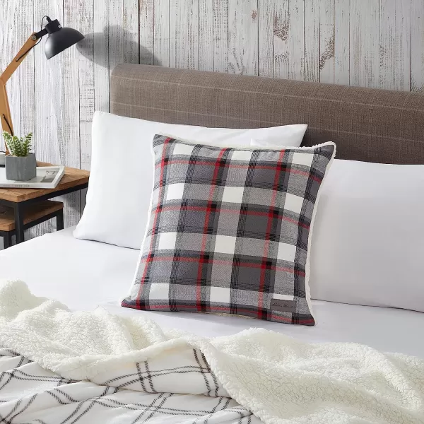 imageEddie Bauer Home Throw Pillow with Zipper Closure Perfect Home Decor for Bed or Sofa 20 x 20 Cabin Plaid Black20 inchx20 inch Wallace Plaid CharcoalRed