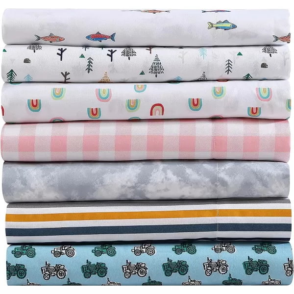 imageEddie Bauer Kids  Queen Sheets Stain Resistant Kids Bedding Ideal for Toddler Bedding Set Poppy Plaid Pink QueenLittle Rider Blue
