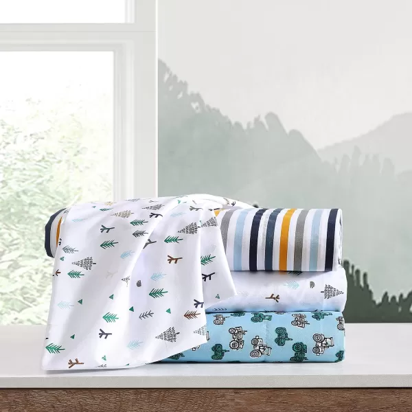 imageEddie Bauer Kids  Queen Sheets Stain Resistant Kids Bedding Ideal for Toddler Bedding Set Poppy Plaid Pink QueenLittle Rider Blue