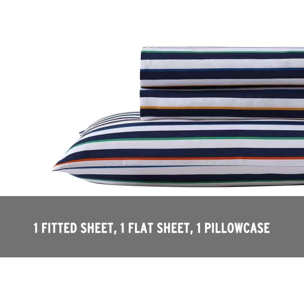 imageEddie Bauer Kids  Queen Sheets Stain Resistant Kids Bedding Ideal for Toddler Bedding Set Poppy Plaid Pink QueenStripes Game Blue