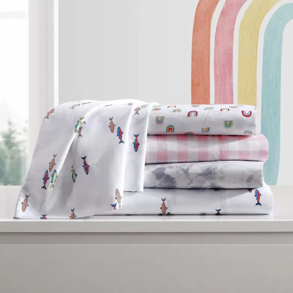 imageEddie Bauer Kids  Queen Sheets Stain Resistant Kids Bedding Ideal for Toddler Bedding Set Poppy Plaid Pink QueenSunnyvale Rainbow WhiteMulti