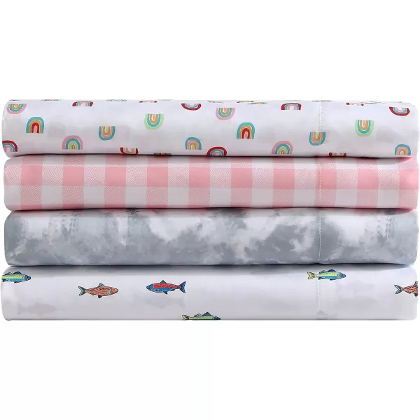 imageEddie Bauer Kids  Queen Sheets Stain Resistant Kids Bedding Ideal for Toddler Bedding Set Poppy Plaid Pink QueenSunnyvale Rainbow WhiteMulti