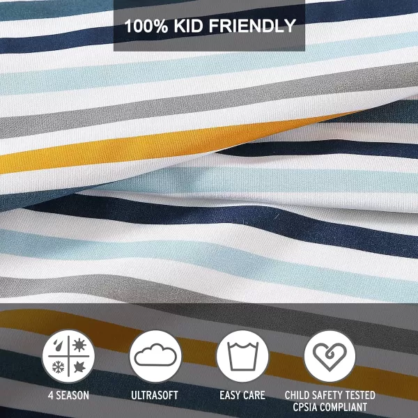 imageEddie Bauer Kids  Queen Sheets Stain Resistant Kids Bedding Ideal for Toddler Bedding Set Poppy Plaid Pink QueenVivid Stripe Blue