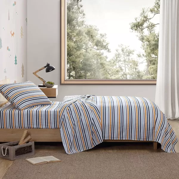 imageEddie Bauer Kids  Queen Sheets Stain Resistant Kids Bedding Ideal for Toddler Bedding Set Poppy Plaid Pink QueenVivid Stripe Blue