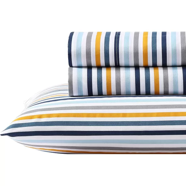 imageEddie Bauer Kids  Queen Sheets Stain Resistant Kids Bedding Ideal for Toddler Bedding Set Poppy Plaid Pink QueenVivid Stripe Blue