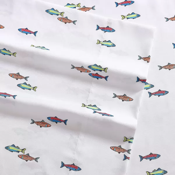 imageEddie Bauer Kids  Twin Sheets Stain Resistant Kids Bedding Ideal for Toddler Bedding Set Poppy Plaid Pink TwinFish Lake WhiteMulti Full