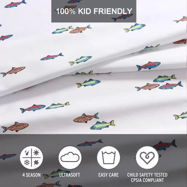 imageEddie Bauer Kids  Twin Sheets Stain Resistant Kids Bedding Ideal for Toddler Bedding Set Poppy Plaid Pink TwinFish Lake WhiteMulti Twin XL
