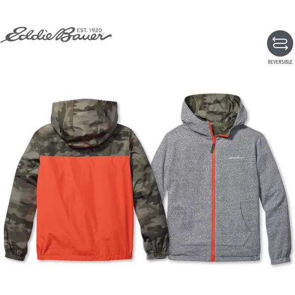 imageEddie Bauer Kids Reversible Jacket  Full Zip Hooded Windbreaker Water Repellent Jacket for Boys and Girls XSXLCamo