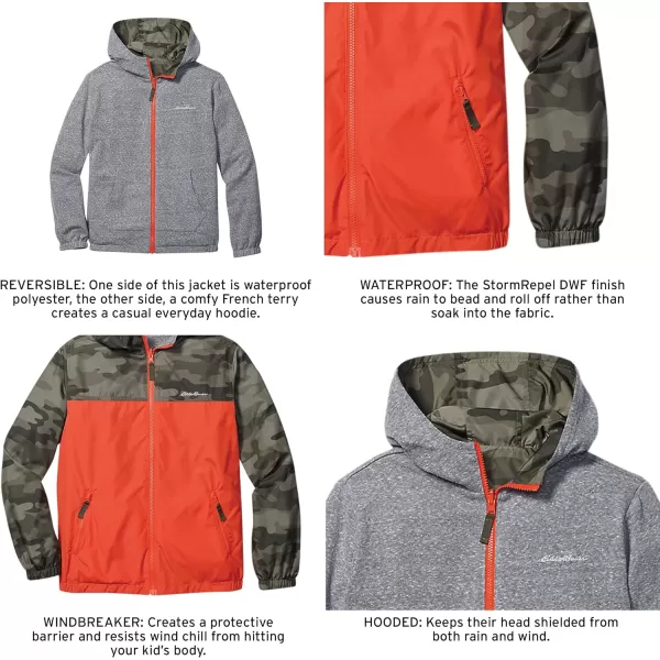 imageEddie Bauer Kids Reversible Jacket  Full Zip Hooded Windbreaker Water Repellent Jacket for Boys and Girls XSXLCamo