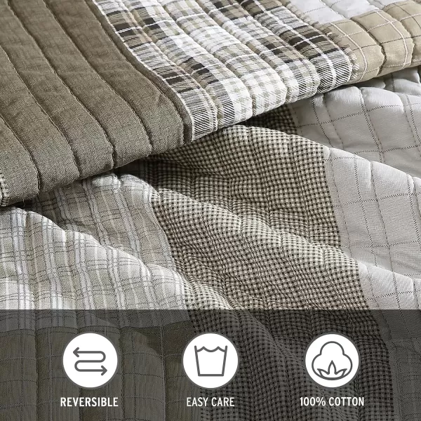 imageEddie Bauer King Quilt Set Cotton Reversible Bedding Set All Season Lodge Home Dcor Fairview Orange KingBeigeKhakiIvory