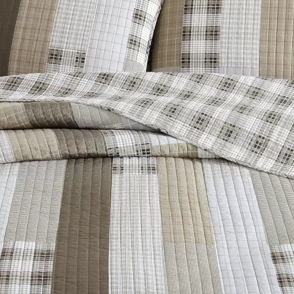 imageEddie Bauer King Quilt Set Cotton Reversible Bedding Set All Season Lodge Home Dcor Fairview Orange KingBeigeKhakiIvory