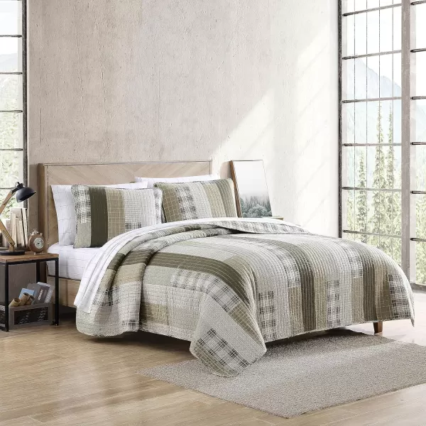 imageEddie Bauer King Quilt Set Cotton Reversible Bedding Set All Season Lodge Home Dcor Fairview Orange KingBeigeKhakiIvory