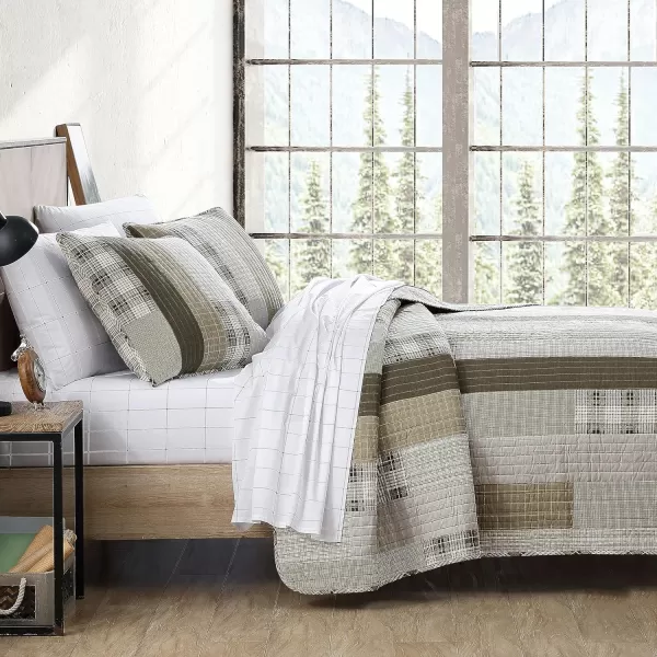 imageEddie Bauer King Quilt Set Cotton Reversible Bedding Set All Season Lodge Home Dcor Fairview Orange KingBeigeKhakiIvory