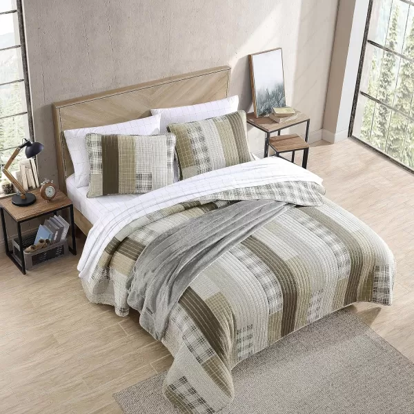 imageEddie Bauer King Quilt Set Cotton Reversible Bedding Set All Season Lodge Home Dcor Fairview Orange KingBeigeKhakiIvory