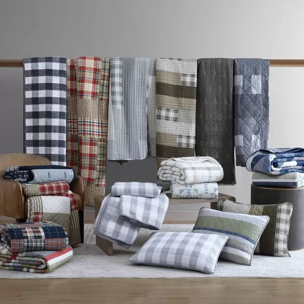 imageEddie Bauer King Quilt Set Cotton Reversible Bedding Set All Season Lodge Home Dcor Fairview Orange KingFairview GreyIvory