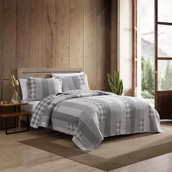 imageEddie Bauer King Quilt Set Cotton Reversible Bedding Set All Season Lodge Home Dcor Fairview Orange KingFairview GreyIvory
