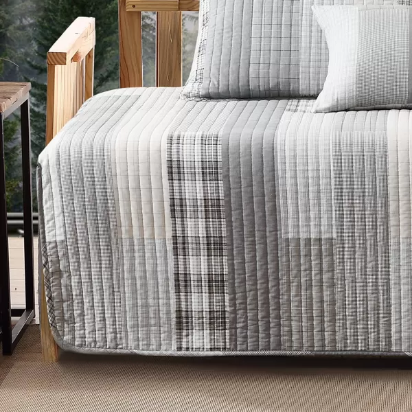 imageEddie Bauer King Quilt Set Cotton Reversible Bedding Set All Season Lodge Home Dcor Fairview Orange KingFairview GreyWhite