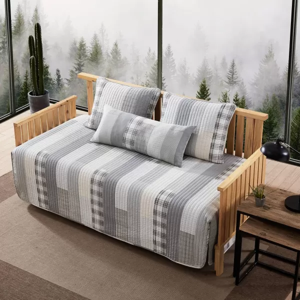 imageEddie Bauer King Quilt Set Cotton Reversible Bedding Set All Season Lodge Home Dcor Fairview Orange KingFairview GreyWhite