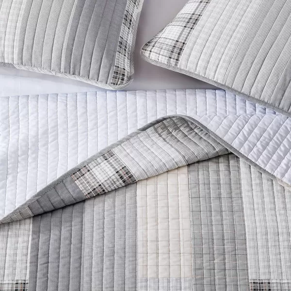 imageEddie Bauer King Quilt Set Cotton Reversible Bedding Set All Season Lodge Home Dcor Fairview Orange KingFairview GreyWhite
