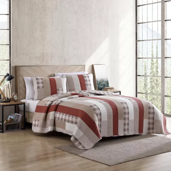 imageEddie Bauer King Quilt Set Cotton Reversible Bedding Set All Season Lodge Home Dcor Fairview Orange KingOrangeIvory