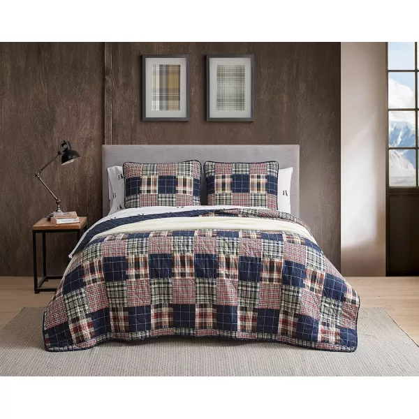 imageEddie Bauer King Quilt Set Cotton Reversible Bedding Set All Season Lodge Home Dcor Madrona NavyRed KingMadrona NavyRed