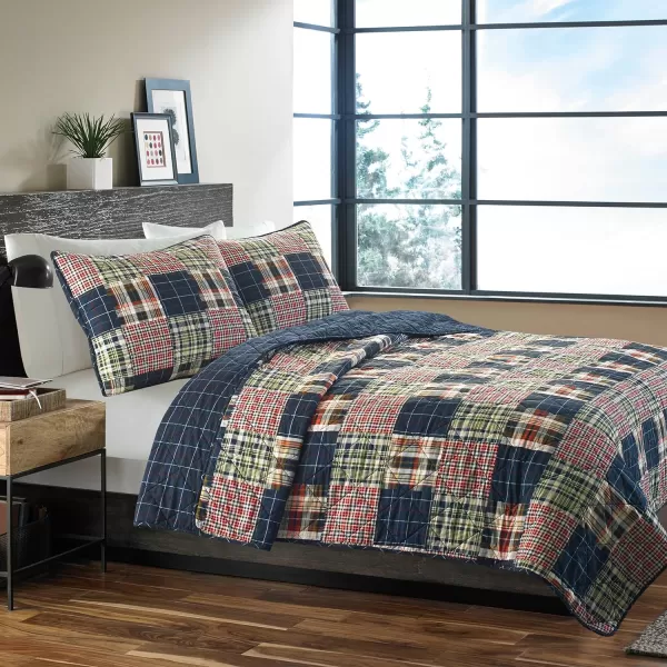imageEddie Bauer King Quilt Set Cotton Reversible Bedding Set All Season Lodge Home Dcor Madrona NavyRed KingMadrona NavyRed