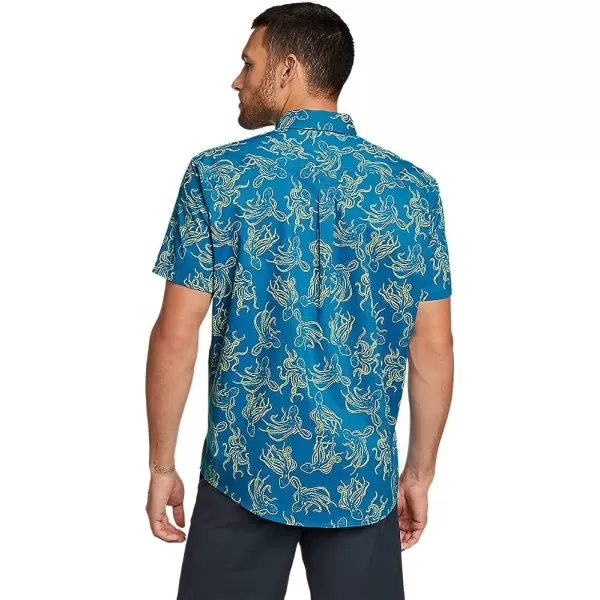 imageEddie Bauer Mens Baja ShortSleeve Shirt  PrintRegular Pool