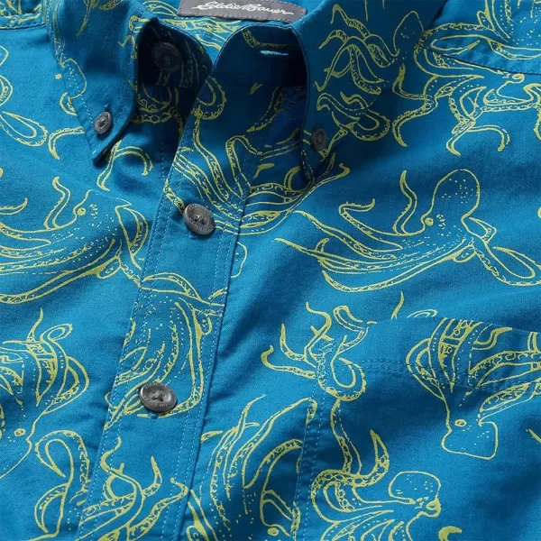 imageEddie Bauer Mens Baja ShortSleeve Shirt  PrintRegular Pool