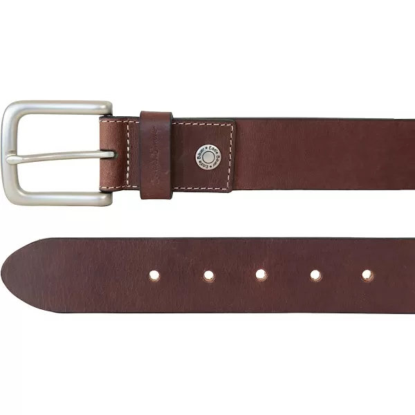 imageEddie Bauer Mens Bridle Leather Belt with Antique Nickel BuckleBrown