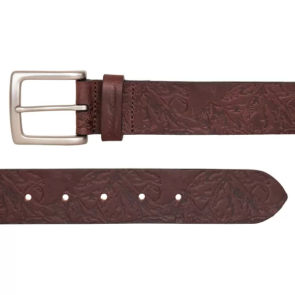 imageEddie Bauer Mens Debossed Live Your Adventure Leather BeltBrown