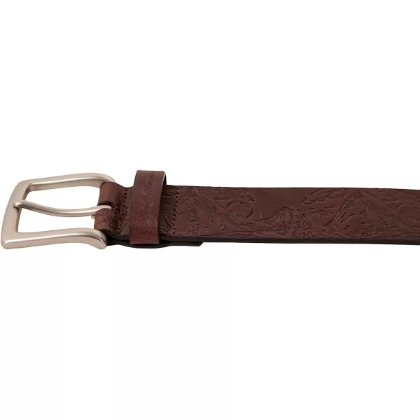 imageEddie Bauer Mens Debossed Live Your Adventure Leather BeltBrown