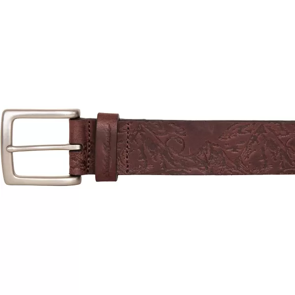 imageEddie Bauer Mens Debossed Live Your Adventure Leather BeltBrown