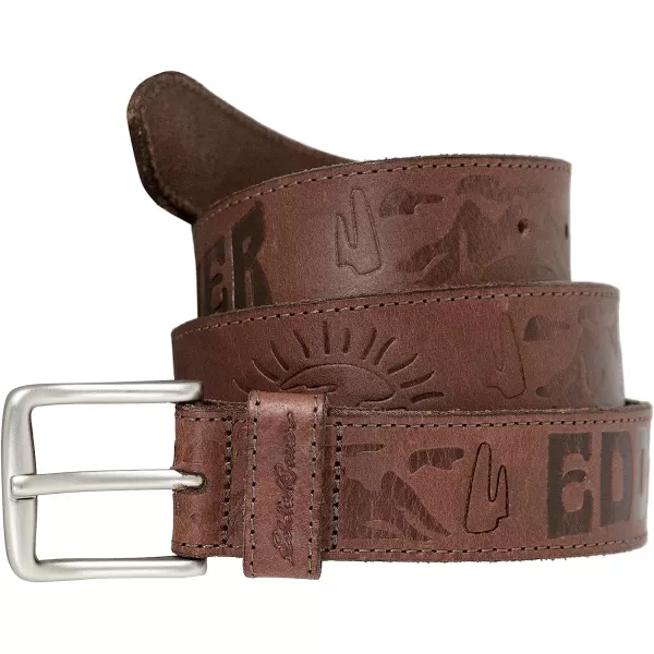 imageEddie Bauer Mens Debossed Logo Leather Belt with Reinforced HolesTan