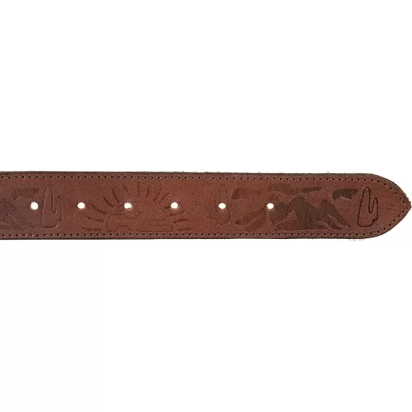 imageEddie Bauer Mens Debossed Logo Leather Belt with Reinforced HolesTan