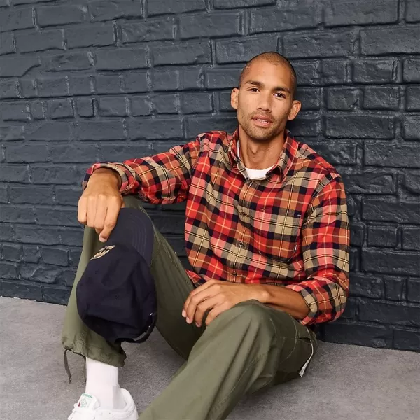 imageEddie Bauer Mens Eddies Favorite Classic Fit Flannel Shirt  PlaidTall Bright Red