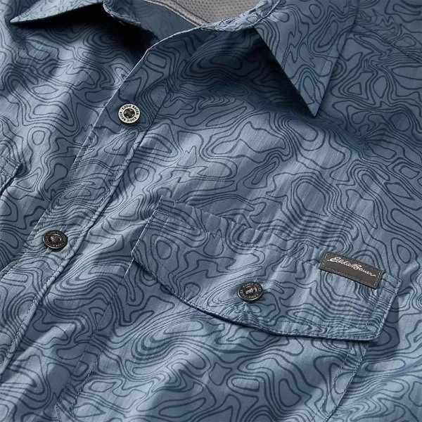imageEddie Bauer Mens Mountain ShortSleeve Shirt  PrintRegular Chambray Blue