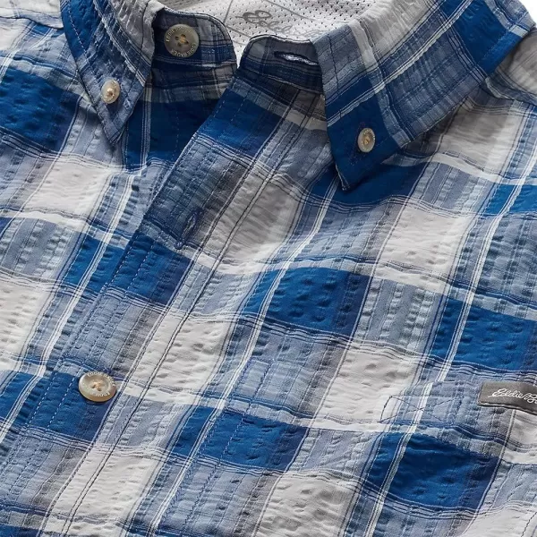 imageEddie Bauer Mens Pack It Seersucker ShortSleeve ShirtRegular True Blue