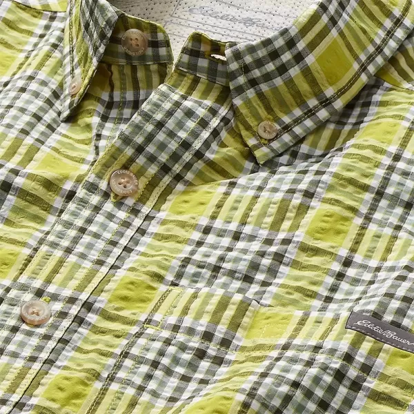 imageEddie Bauer Mens Pack It Seersucker ShortSleeve ShirtTall Chartreuse