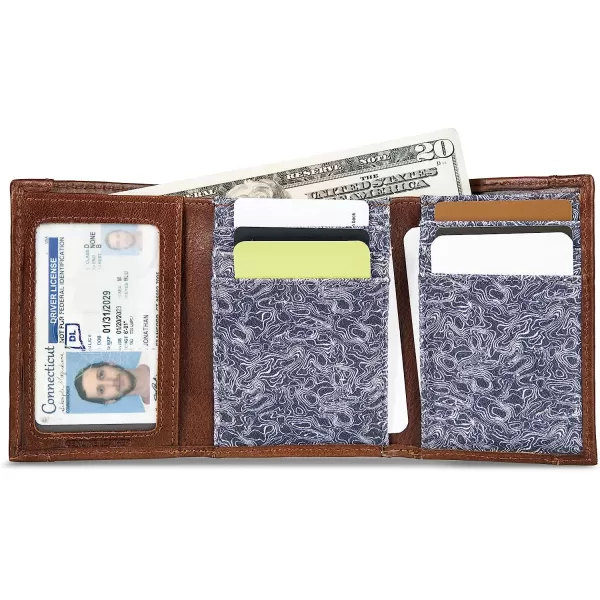 imageEddie Bauer Mens Pioneer Leather and Printed Cotton Canvas Trifold WalletGrey