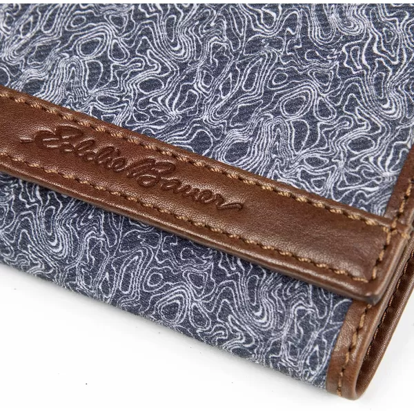 imageEddie Bauer Mens Pioneer Leather and Printed Cotton Canvas Trifold WalletGrey